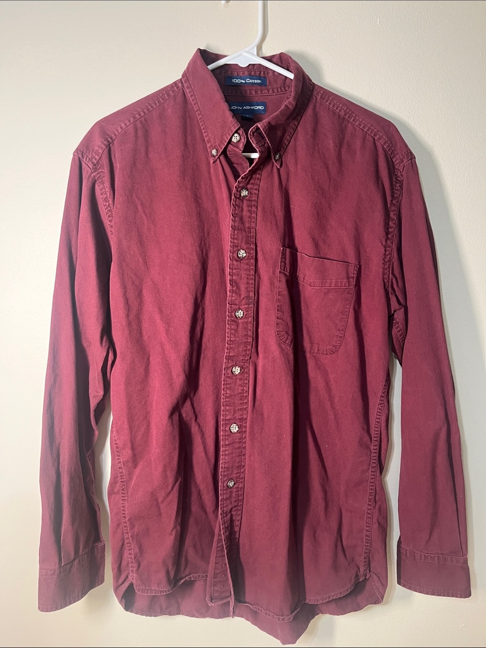 Men's Long-Sleeve Button-Down Shirt — Burgundy